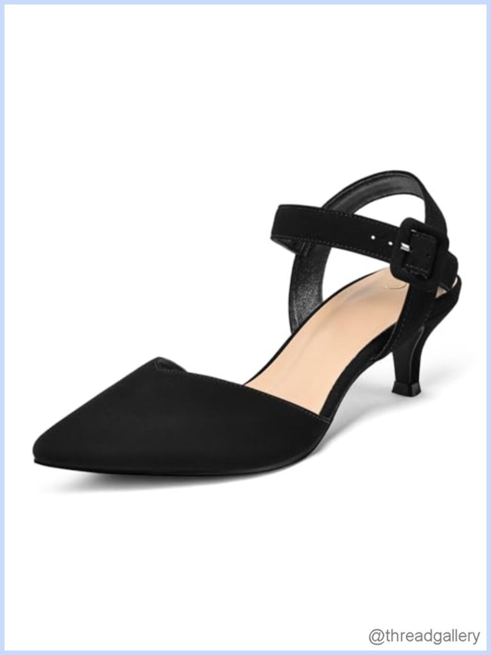 Women's 2 Inch Kitten Heel Closed Toe Pointed Toe Pumps Ankle Strap Dress Shoes